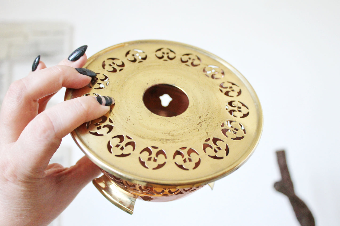 Vintage openwork copper roasting pan - 5.5 inches - Germany vintage - made in Europe - 1970-1980