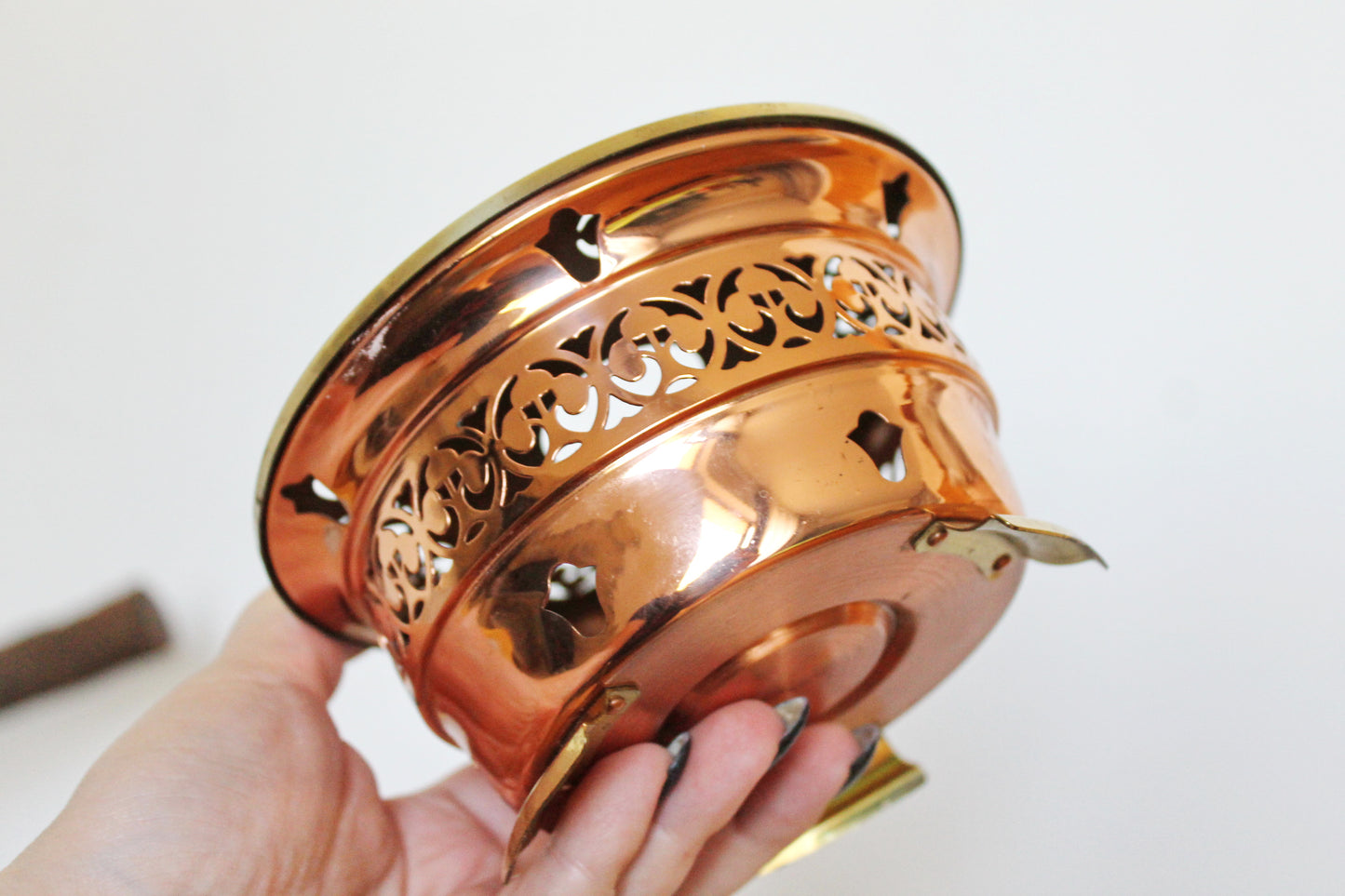 Vintage openwork copper roasting pan - 5.5 inches - Germany vintage - made in Europe - 1970-1980