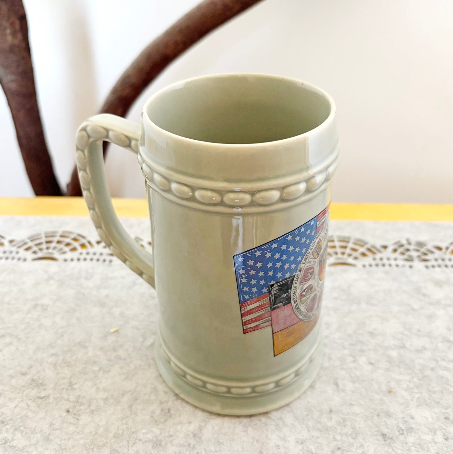 Vintage 1983 German Beer Stein Albertshofen IVV Wandertag Mug, West Germany Commemorative Ceramic Bierkrug Souvenir