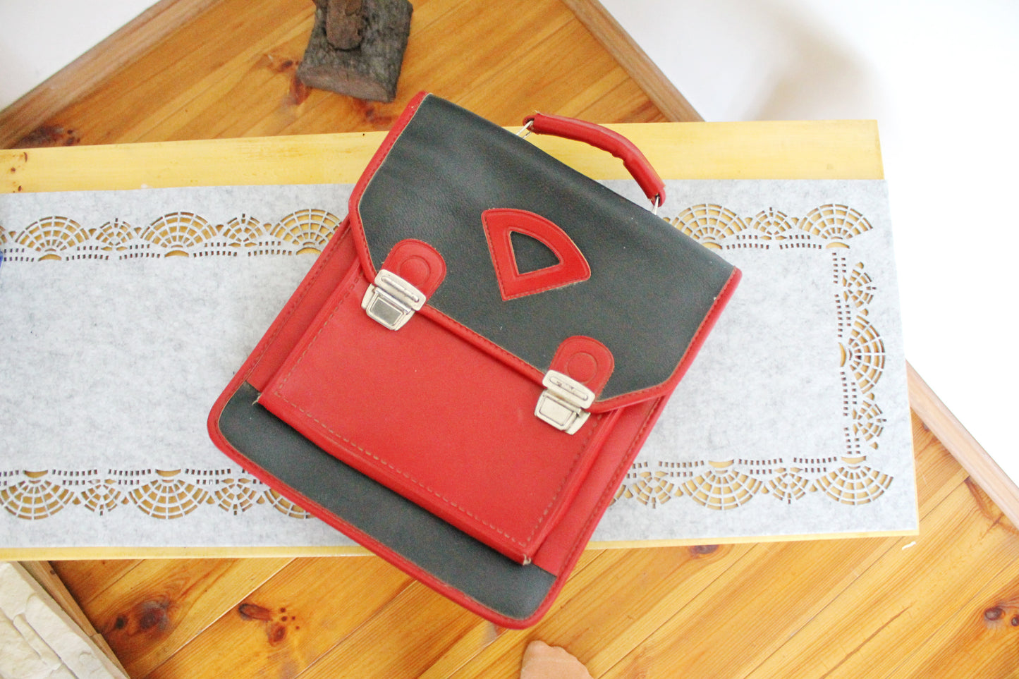 Vintage school red/black bag - Soviet rare bag - USSR School Bag - Book Bag - Soviet School. Made in USSR in 1980