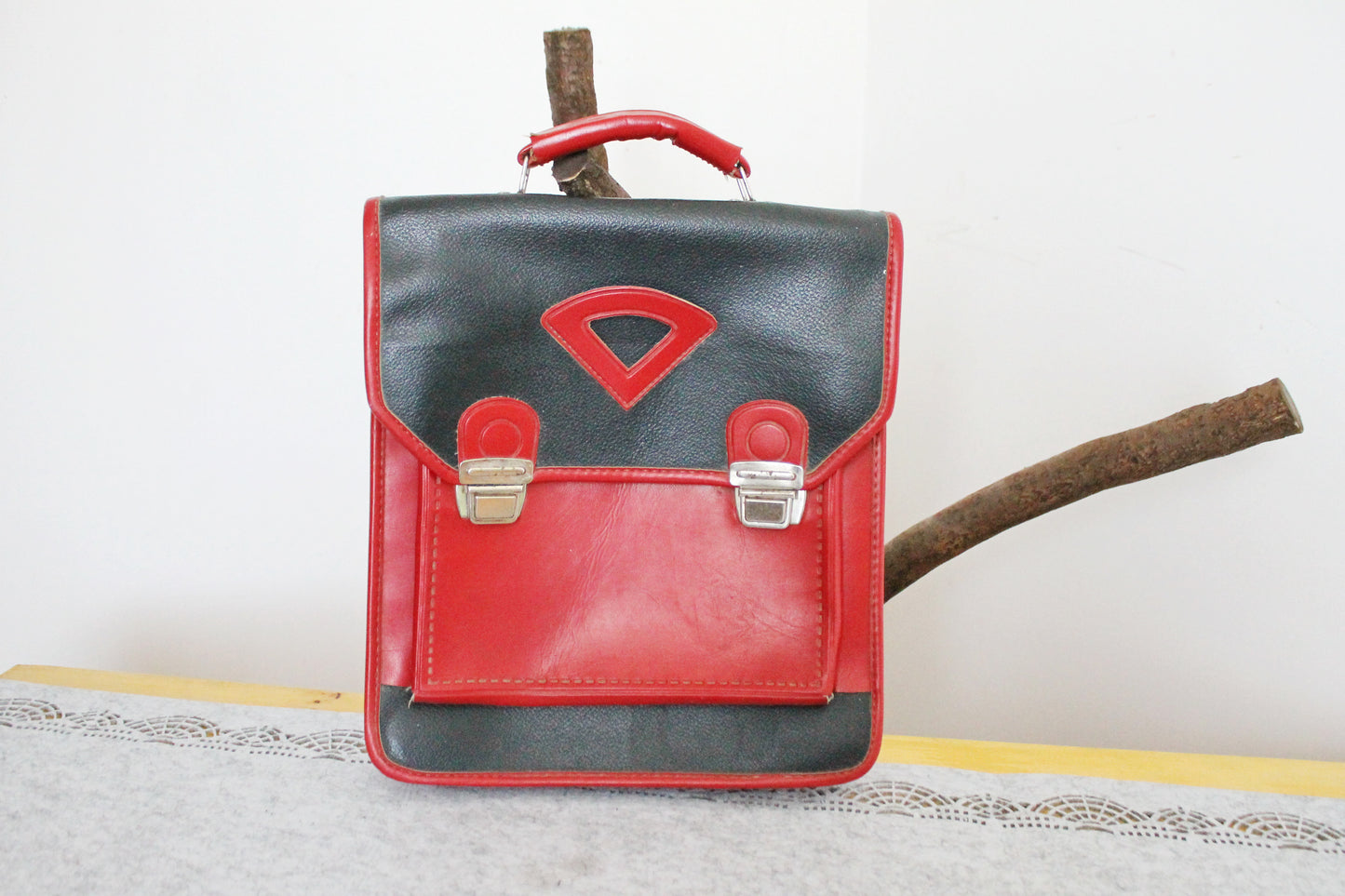 Vintage school red/black bag - Soviet rare bag - USSR School Bag - Book Bag - Soviet School. Made in USSR in 1980