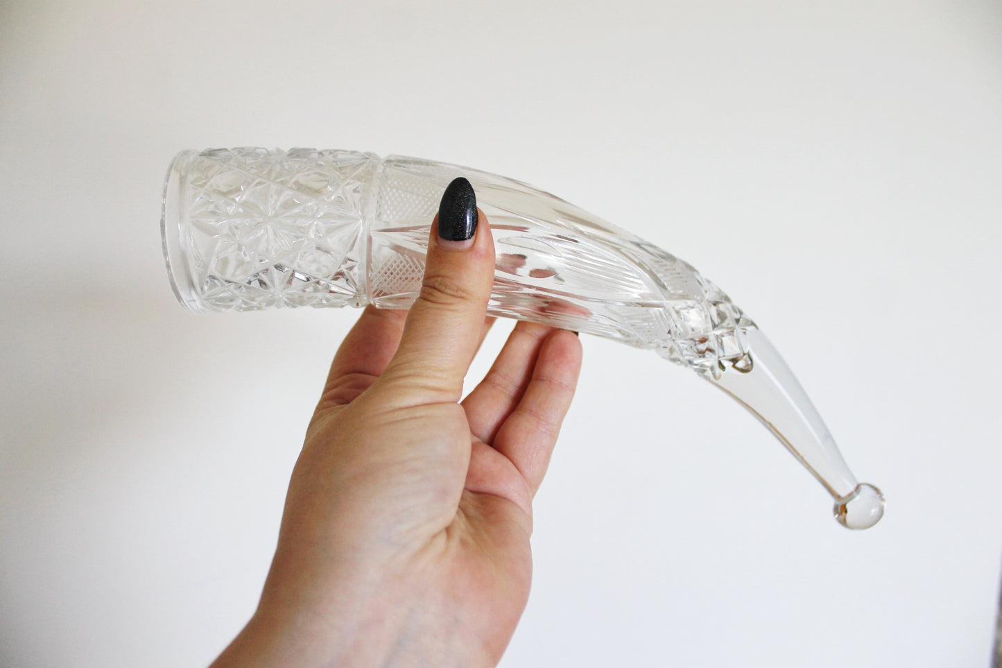 Vintage USSR crystal drinking horn 10.6 inches - Wine drinking horn. Soviet vintage Horn Crystal glass - 1970s