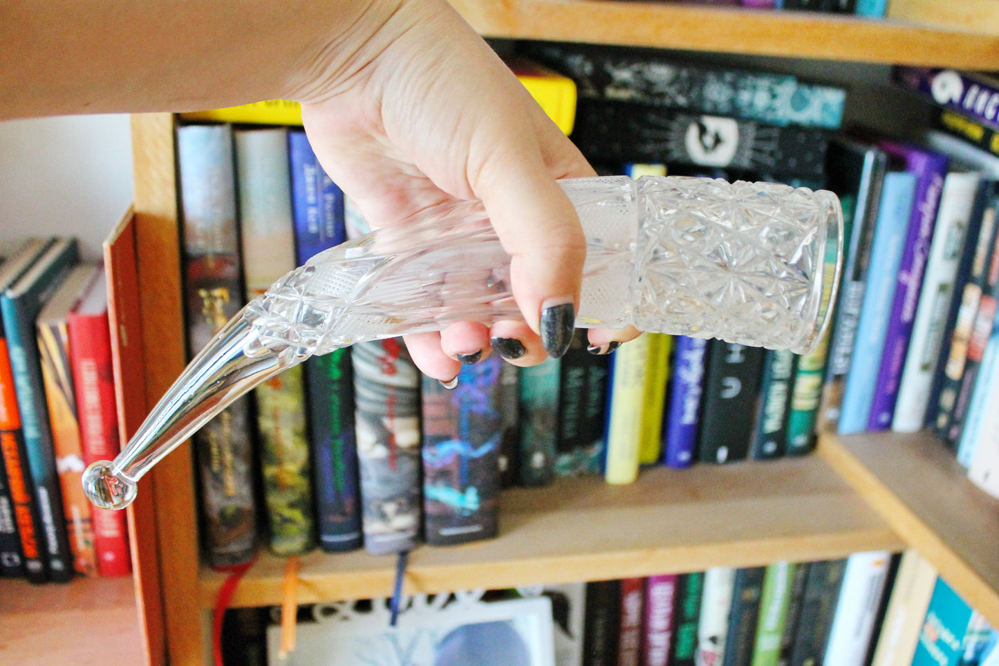 Vintage USSR crystal drinking horn 10.6 inches - Wine drinking horn. Soviet vintage Horn Crystal glass - 1970s