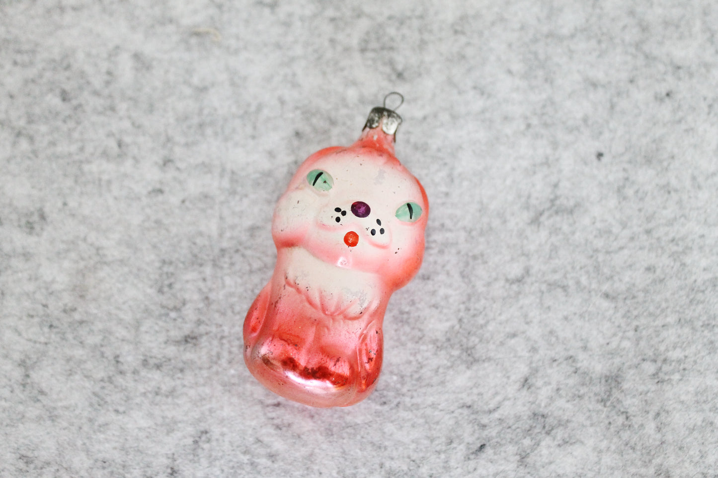 Kitty Christmas tree toy decoration 3.3 inches - Kitty Soviet vintage - Christmas - New Year Glass Ornament, Made in USSR - 1970s