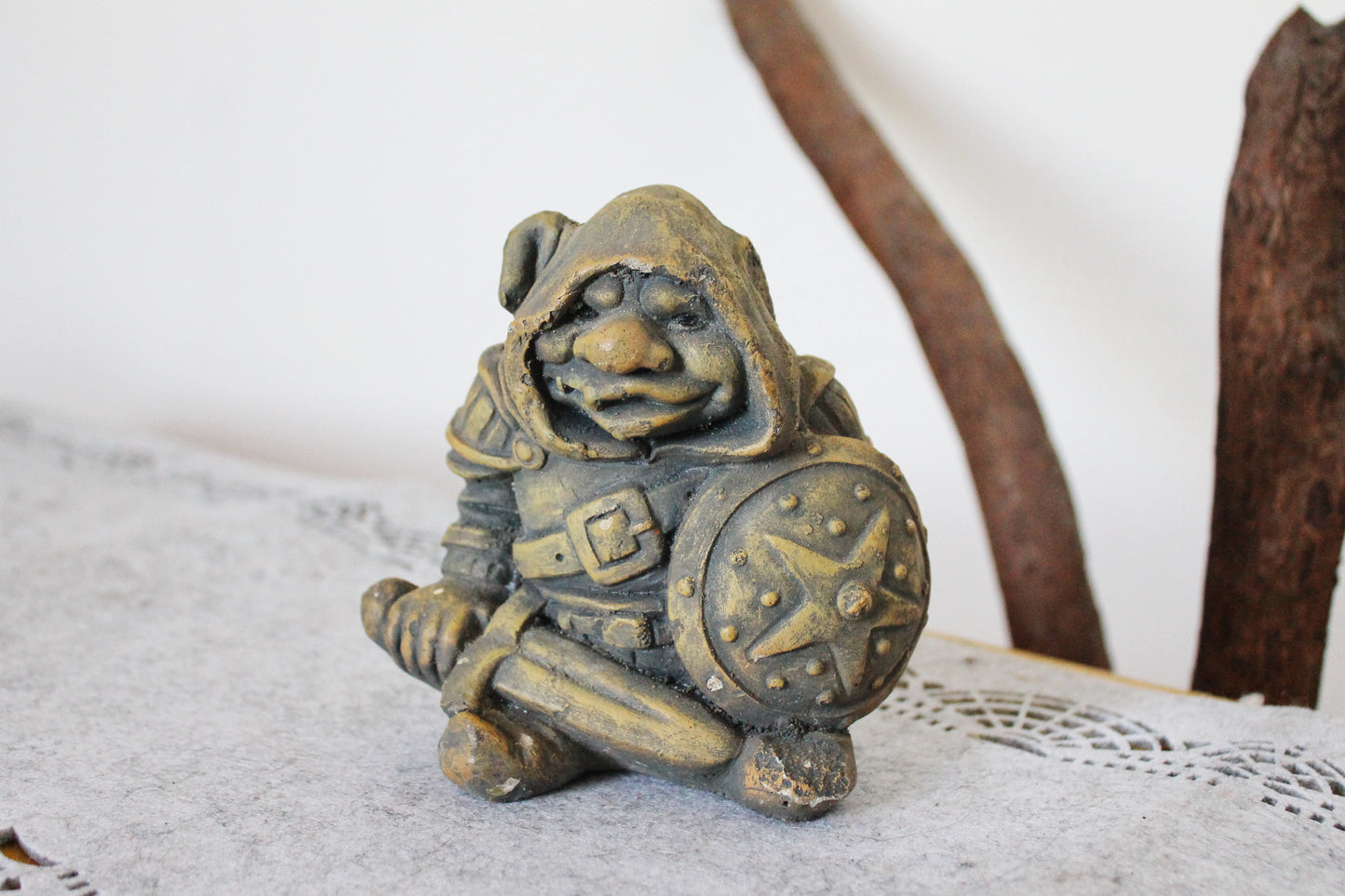 Stone fantasy creature - orc - goblin - fairytail creature - 5 inches - vintage Germany figurine - 1990s - 2000s