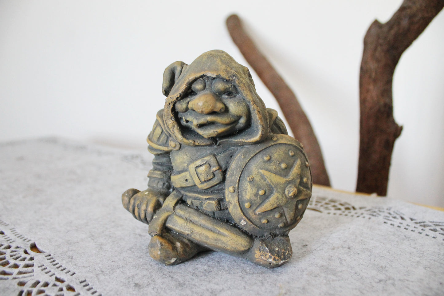 Stone fantasy creature - orc - goblin - fairytail creature - 5 inches - vintage Germany figurine - 1990s - 2000s