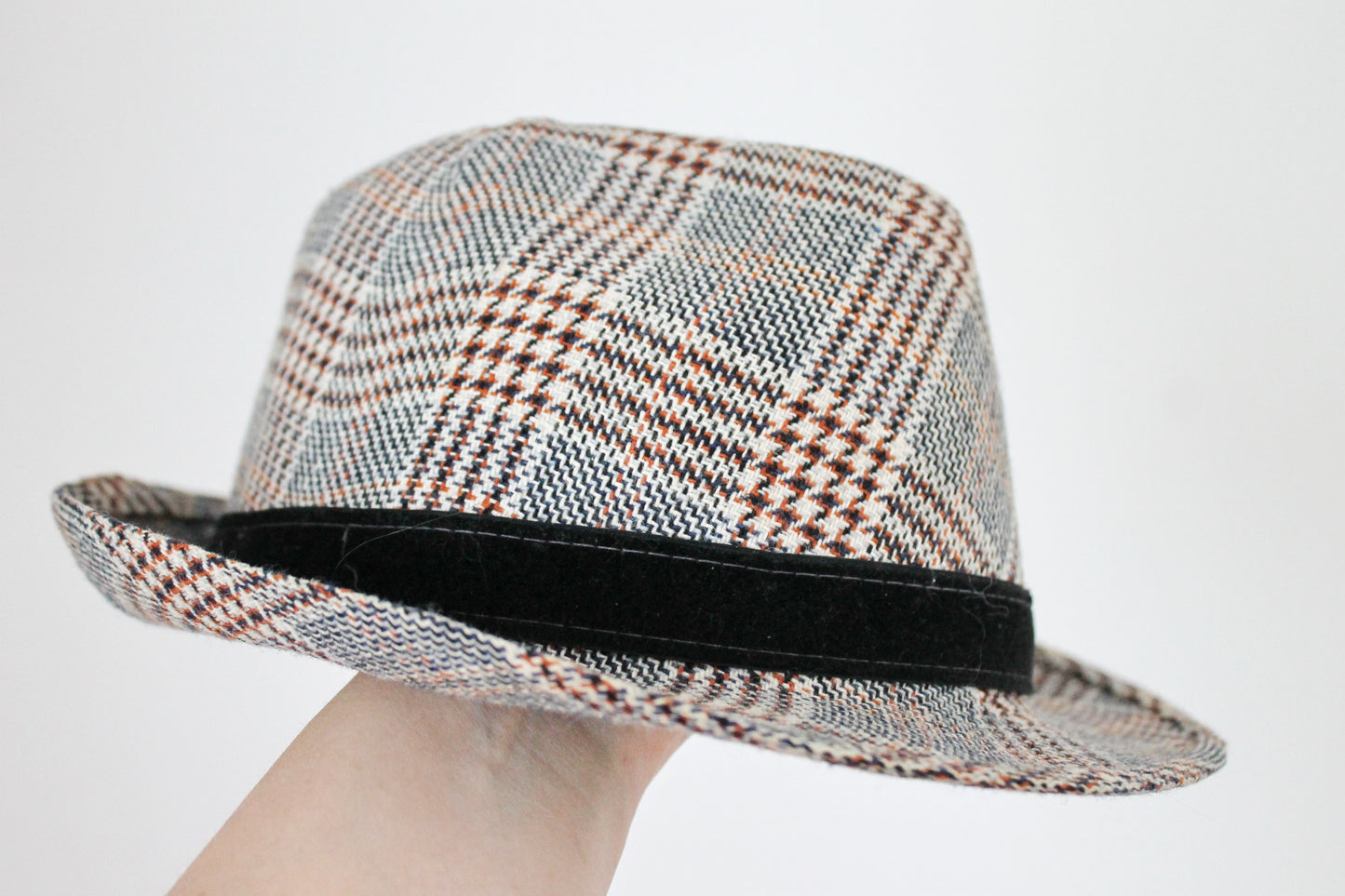 Vintage USSR wool checkered hat - unisex hat - USSR era - made in soviet Ukraine - 1970s