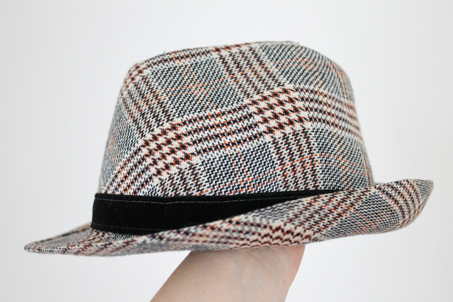 Vintage USSR wool checkered hat - unisex hat - USSR era - made in soviet Ukraine - 1970s