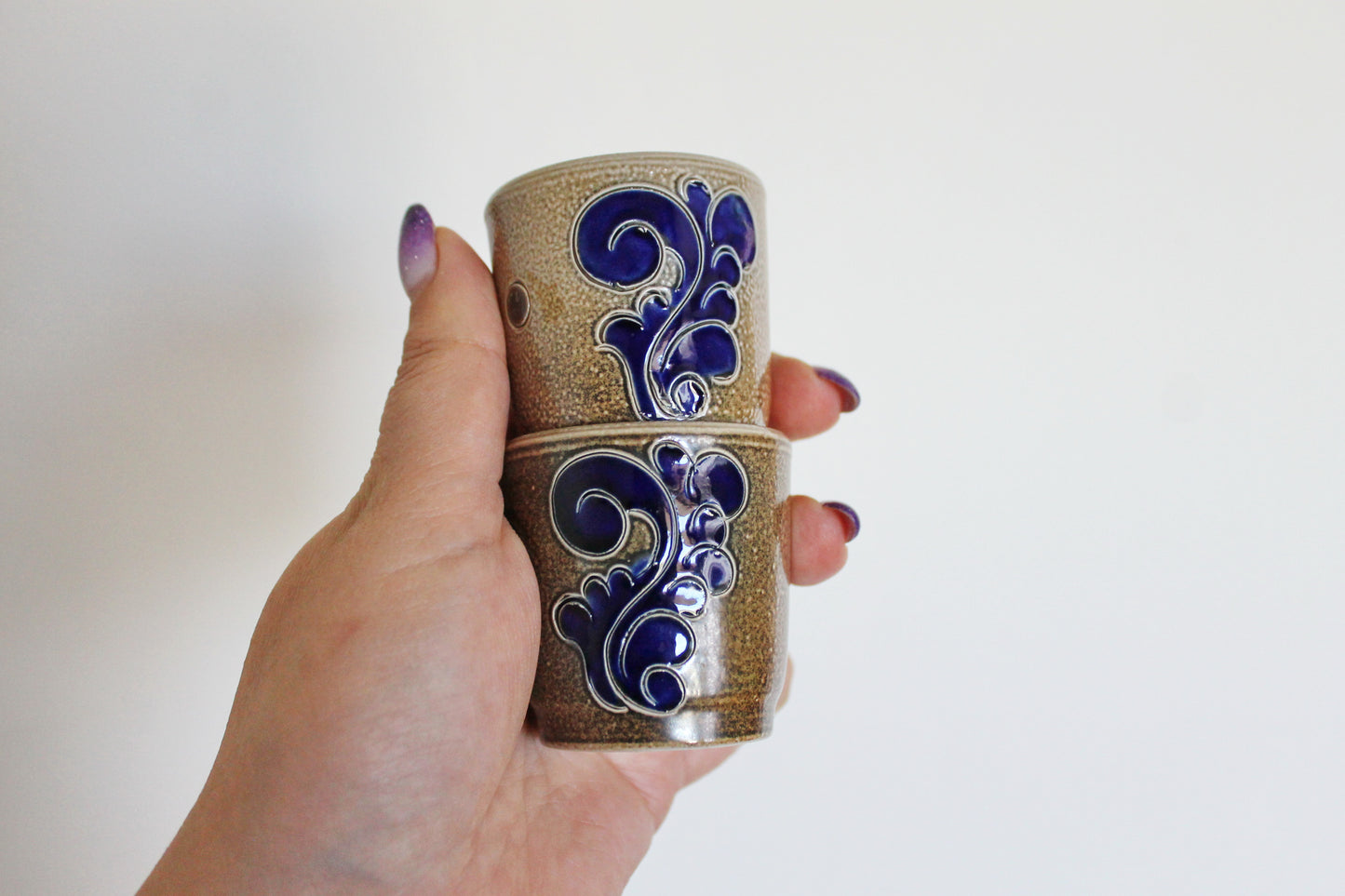Set of 2 Vintage Germany clay glasses - 2 inches, glasswares, home decor - Germany vintage - Holiday decor