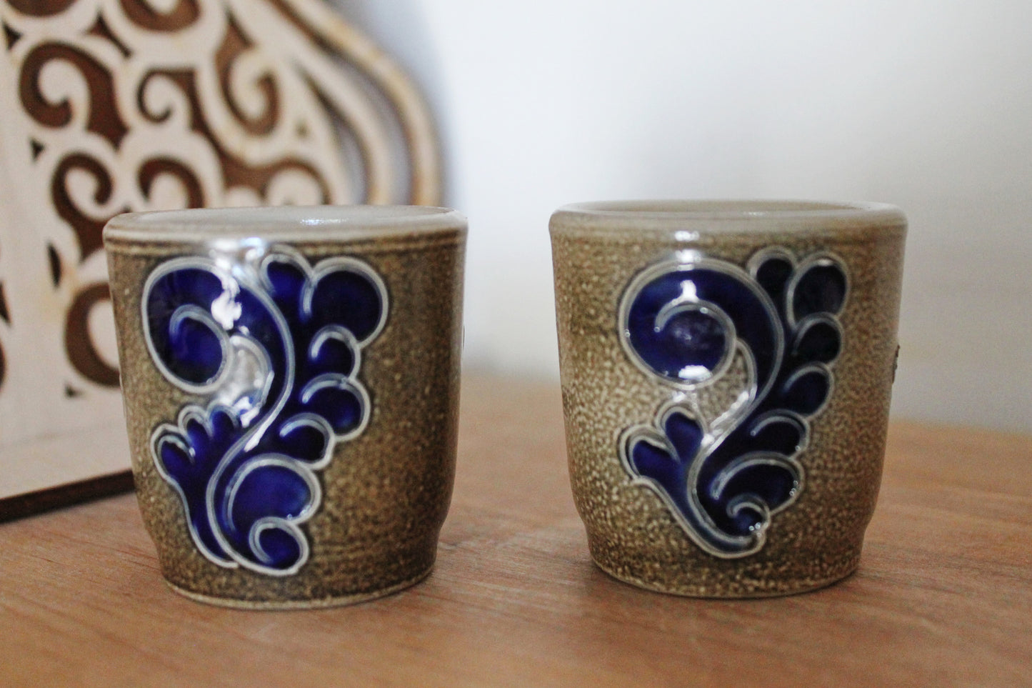 Set of 2 Vintage Germany clay glasses - 2 inches, glasswares, home decor - Germany vintage - Holiday decor