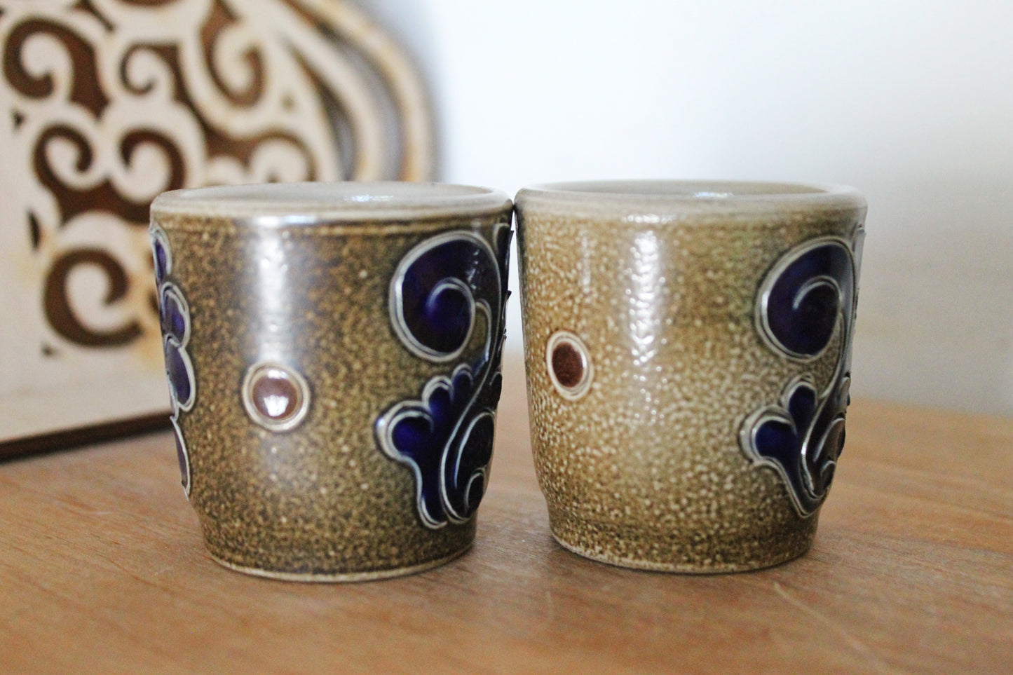 Set of 2 Vintage Germany clay glasses - 2 inches, glasswares, home decor - Germany vintage - Holiday decor