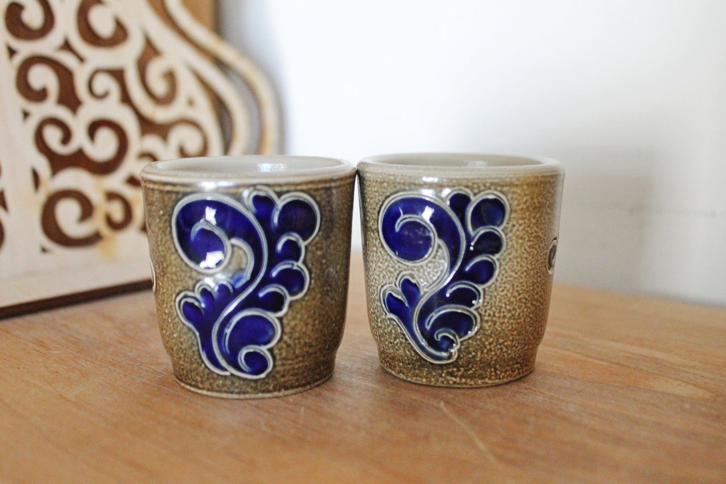 Set of 2 Vintage Germany clay glasses - 2 inches, glasswares, home decor - Germany vintage - Holiday decor