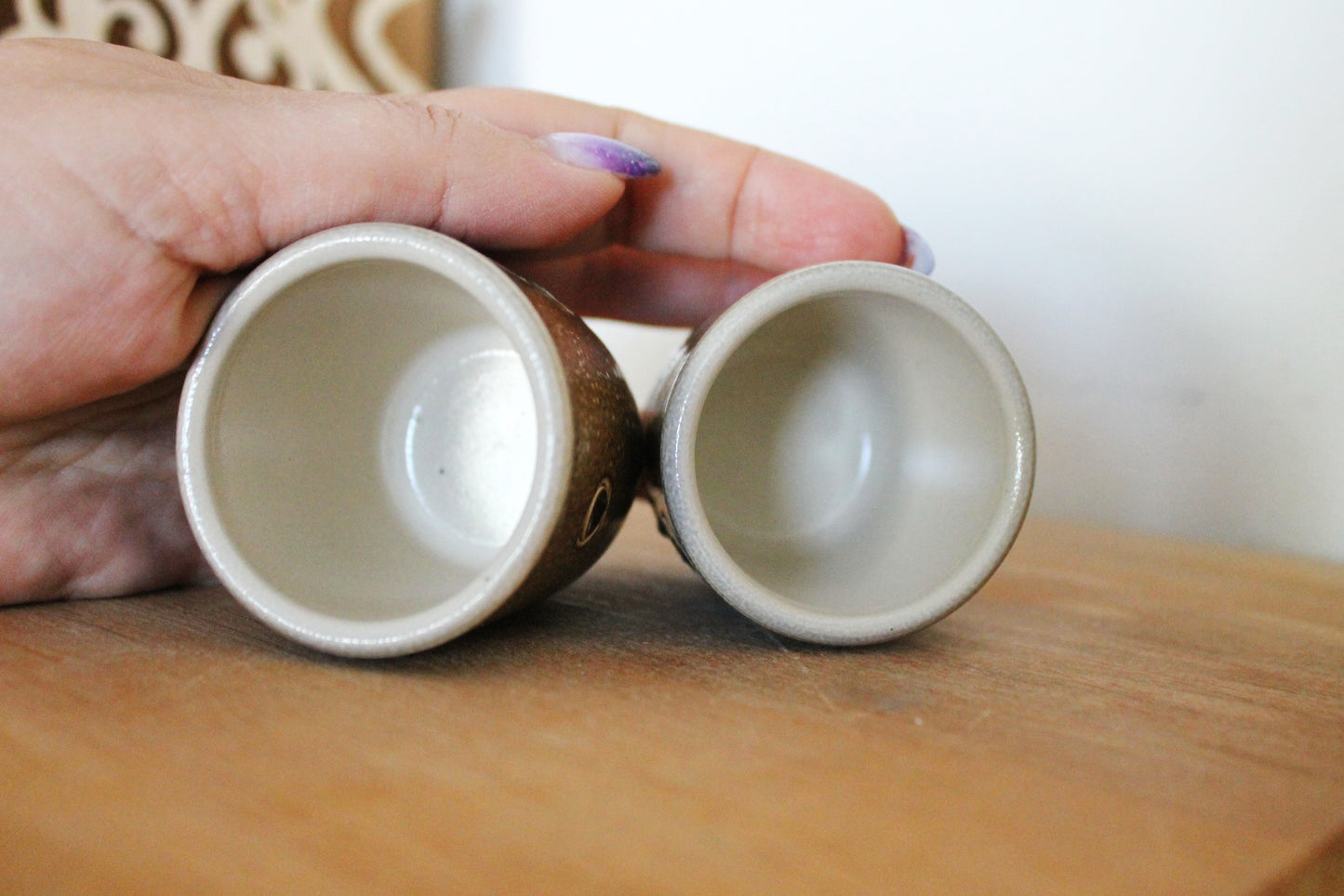 Set of 2 Vintage Germany clay glasses - 2 inches, glasswares, home decor - Germany vintage - Holiday decor