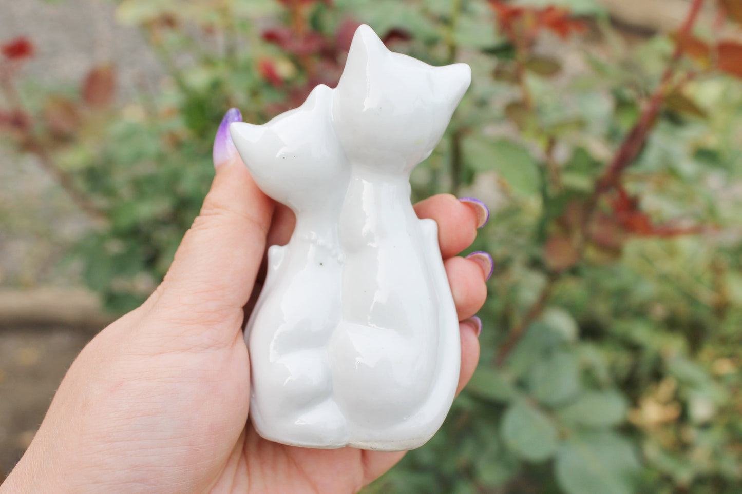 Vintage Porcelain Cats couple 4.2 inches - Germany porcelain figurine - vintage decor - Germany vintage - 1980s