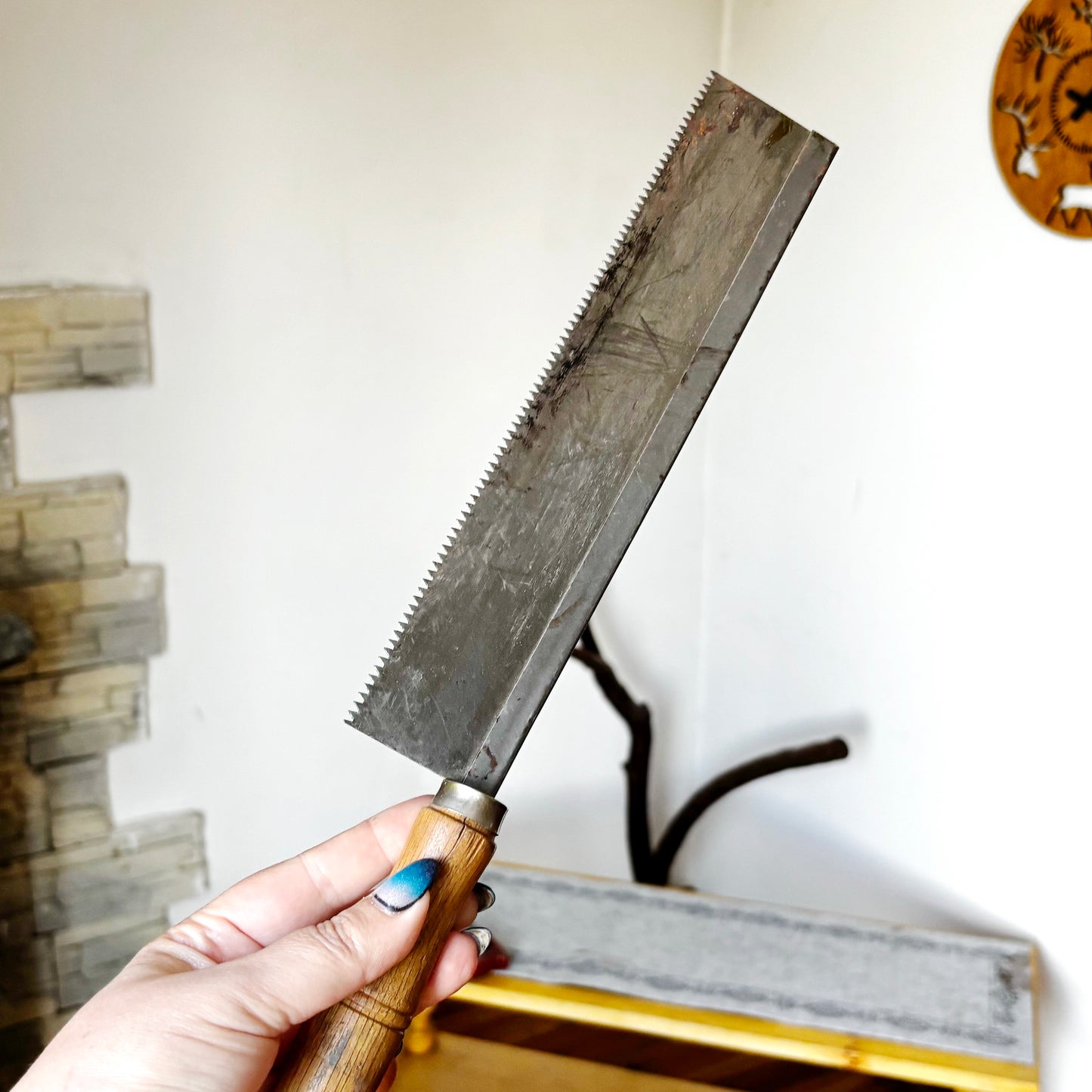 Vintage Soviet Backsaw Hand Saw, USSR Woodworking Tool, Dovetail Tenon Saw, Carpenter Collectible, Steel Joinery Saw