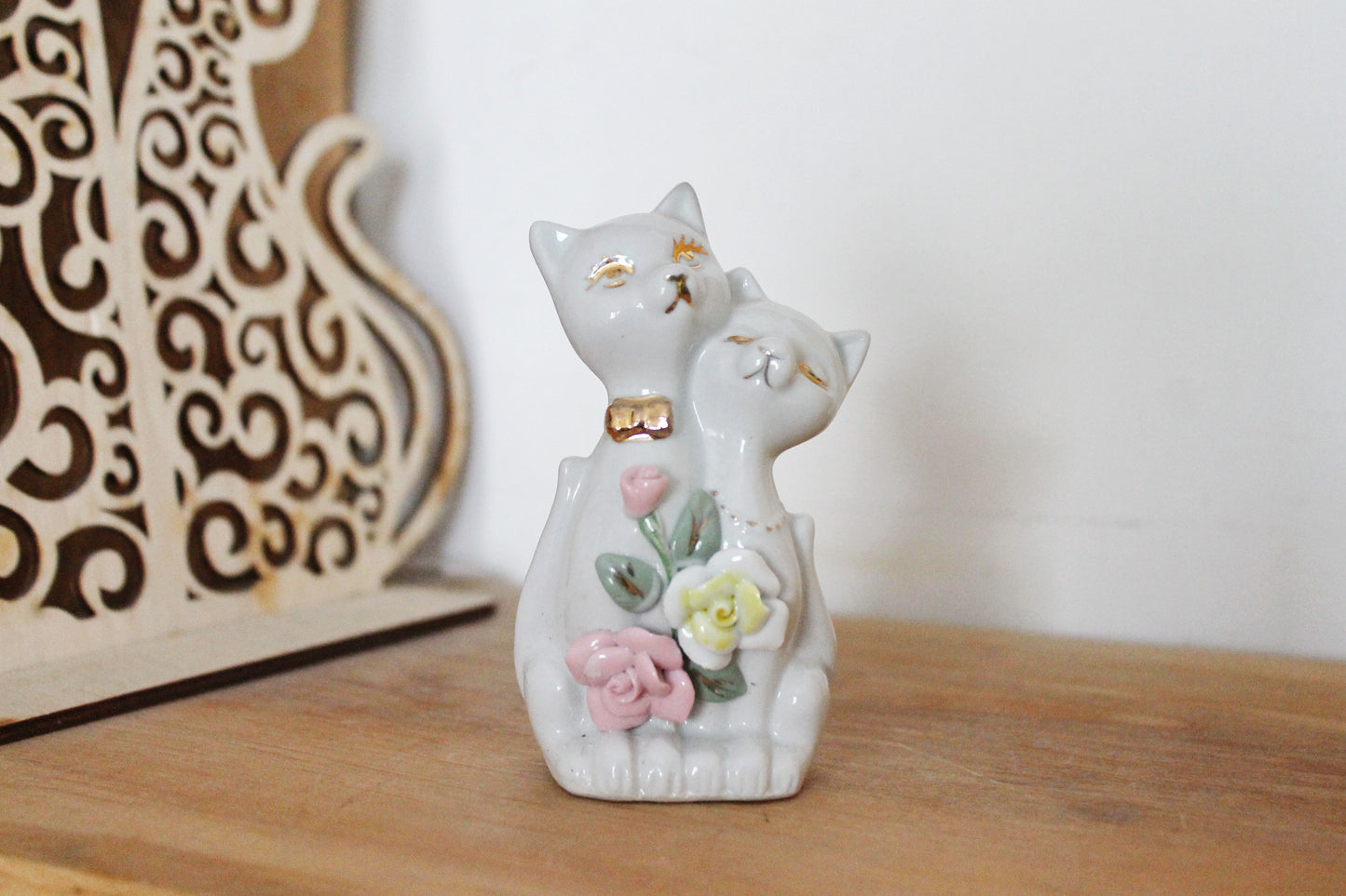 Vintage Porcelain Cats couple 4.2 inches - Germany porcelain figurine - vintage decor - Germany vintage - 1980s