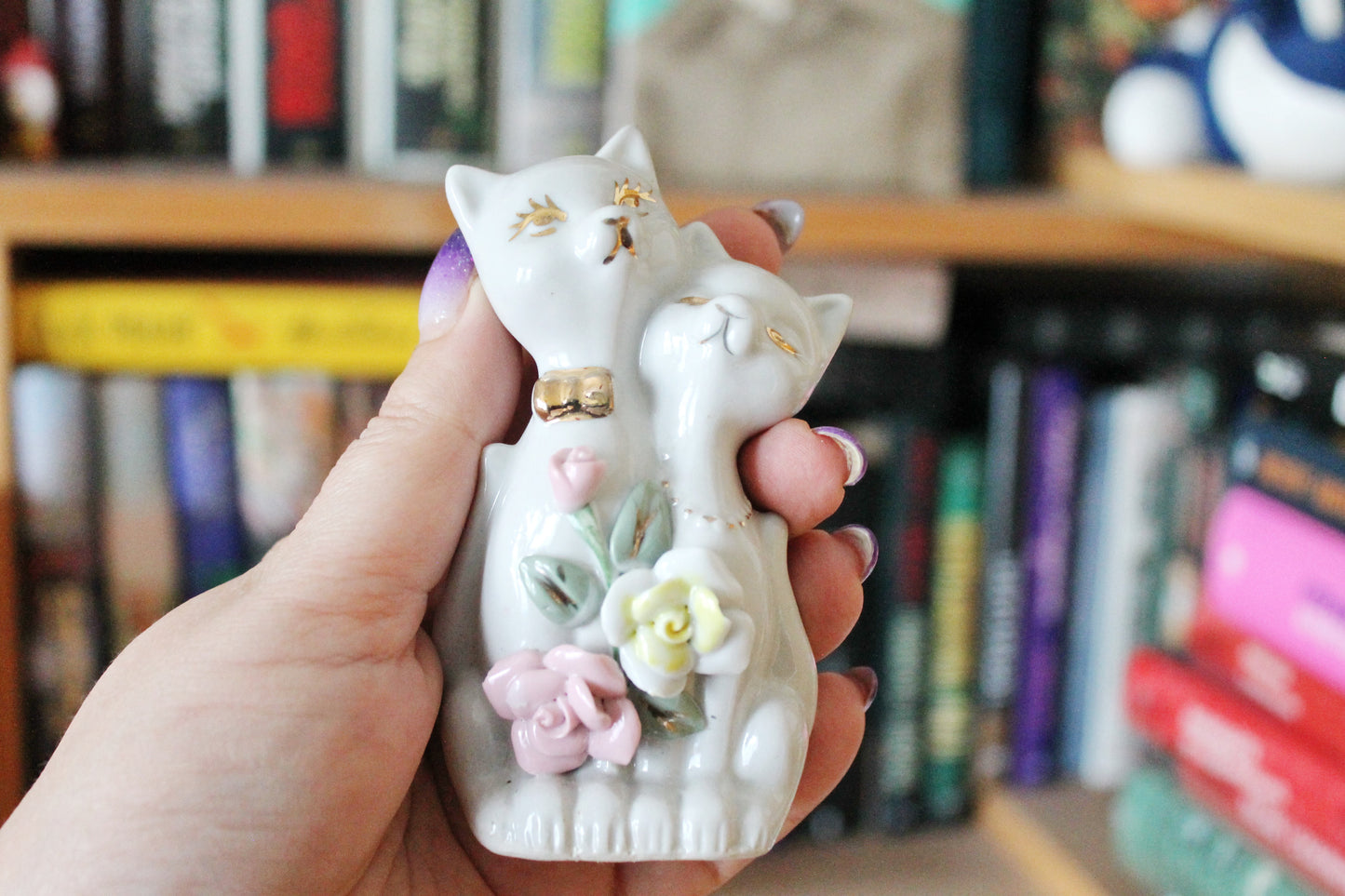 Vintage Porcelain Cats couple 4.2 inches - Germany porcelain figurine - vintage decor - Germany vintage - 1980s