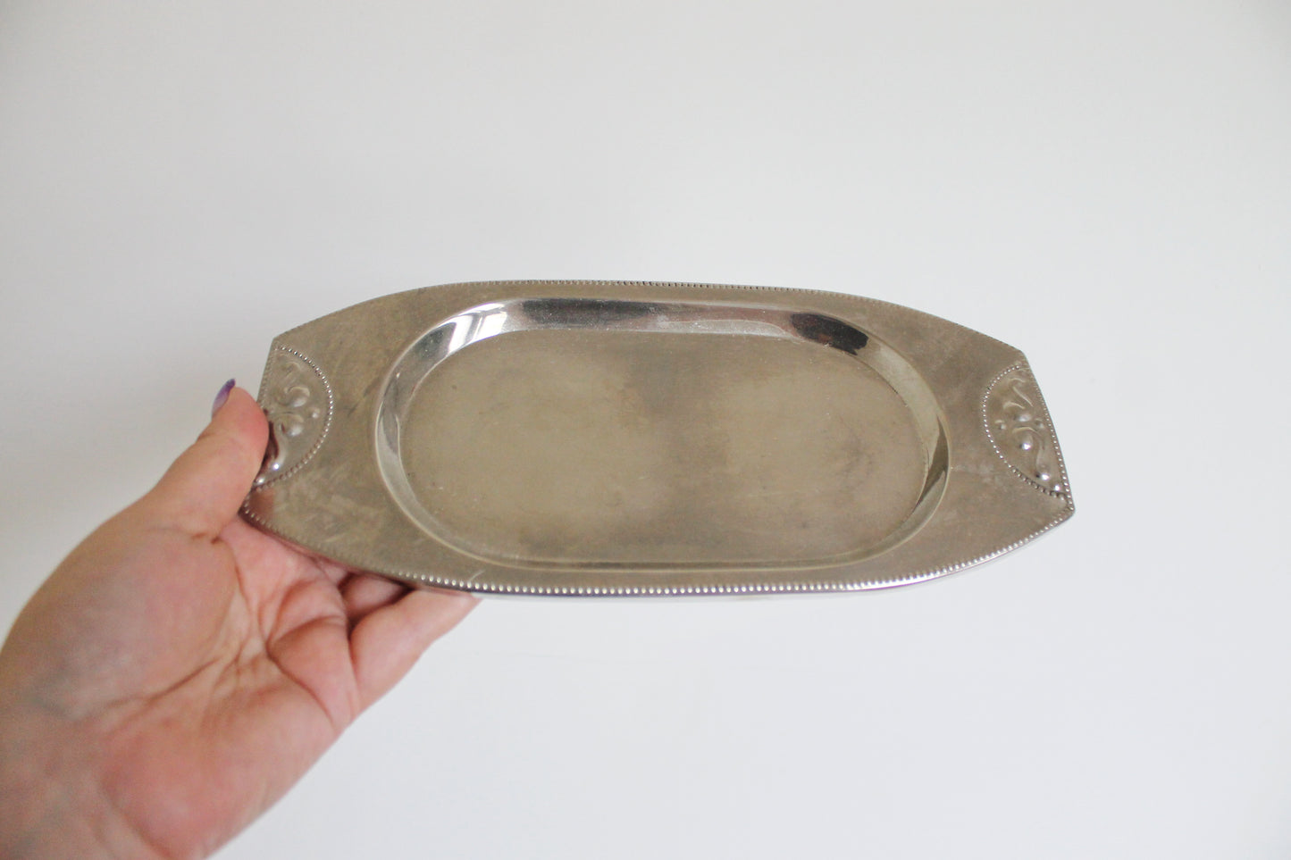 Vintage stainless still small TRAY - 25 cm - 9.8 inches - small decoration tray for two cups - Germany vintage decor tray - 1980s
