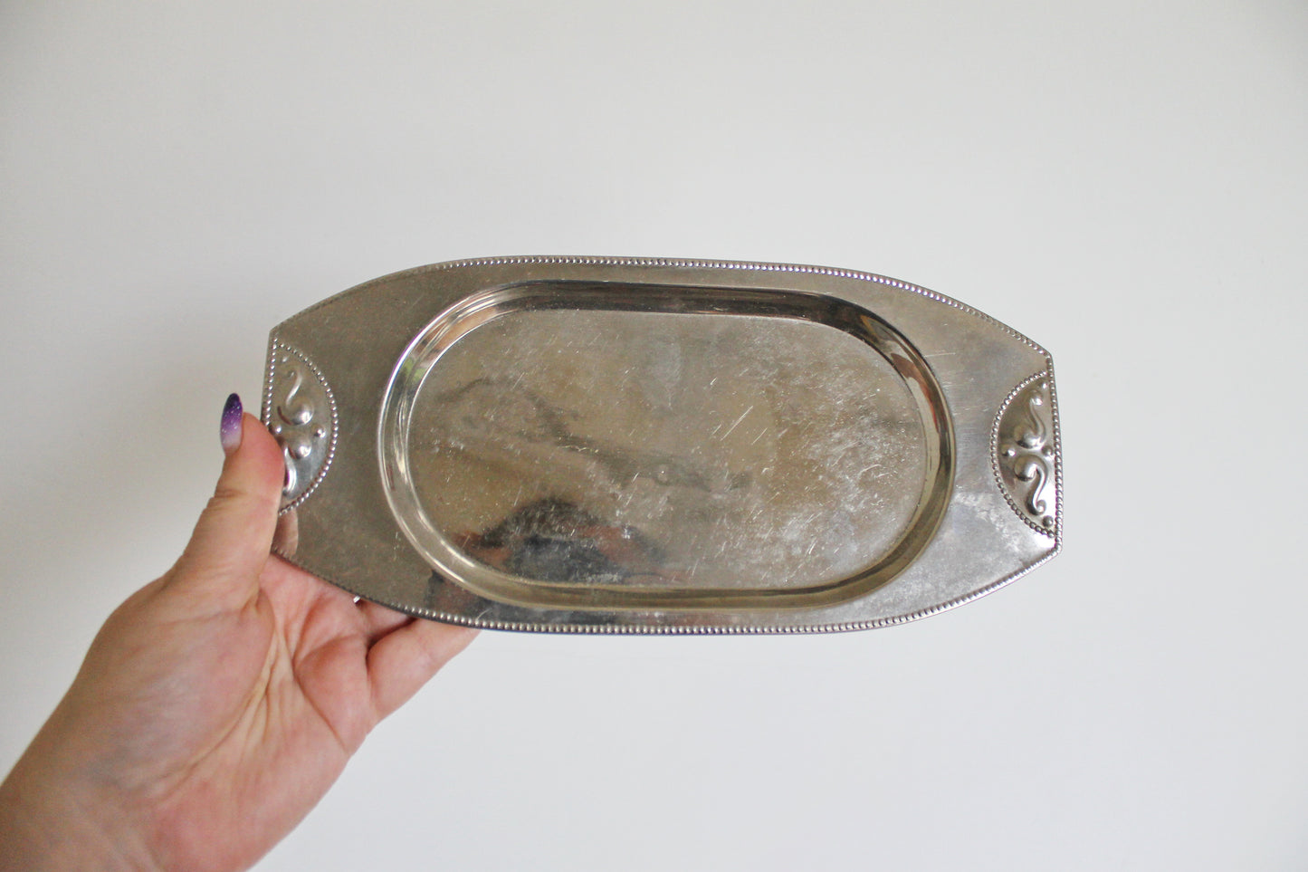 Vintage stainless still small TRAY - 25 cm - 9.8 inches - small decoration tray for two cups - Germany vintage decor tray - 1980s