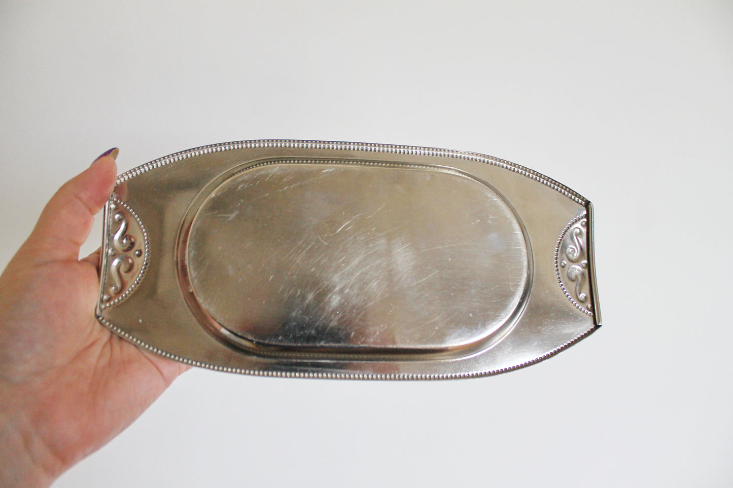 Vintage stainless still small TRAY - 25 cm - 9.8 inches - small decoration tray for two cups - Germany vintage decor tray - 1980s