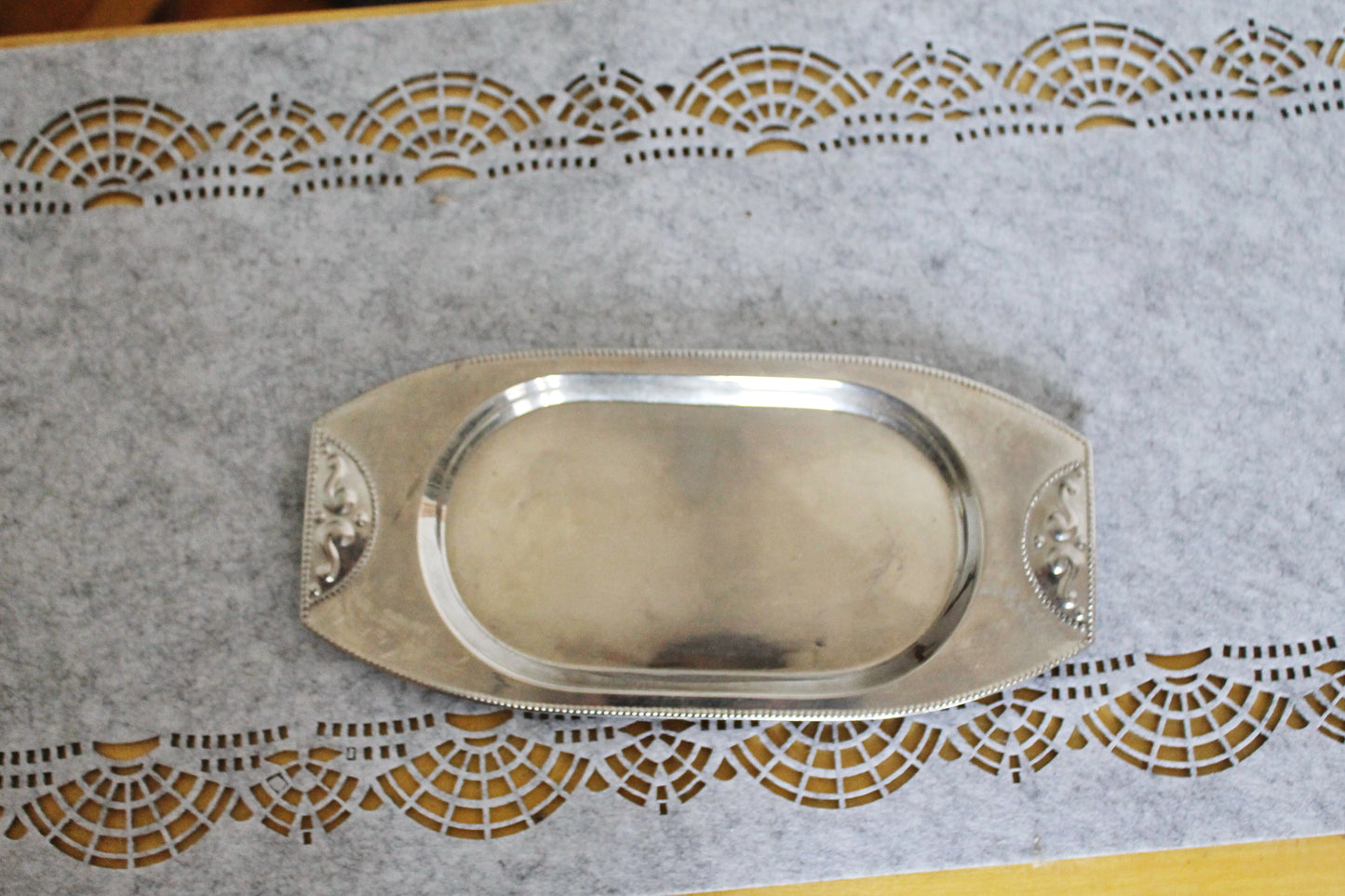 Vintage stainless still small TRAY - 25 cm - 9.8 inches - small decoration tray for two cups - Germany vintage decor tray - 1980s