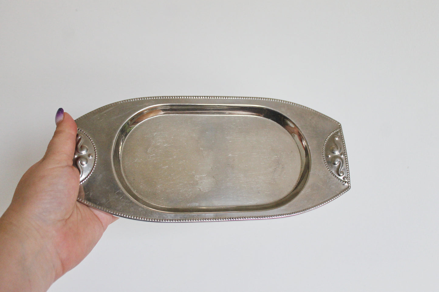 Vintage stainless still small TRAY - 25 cm - 9.8 inches - small decoration tray for two cups - Germany vintage decor tray - 1980s