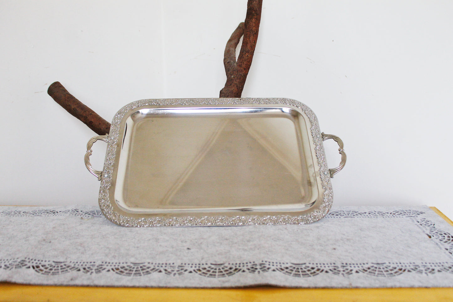 Vintage stainless still TRAY - 19.3 inches - big decoration tray - Germany vintage decor tray - 1980s
