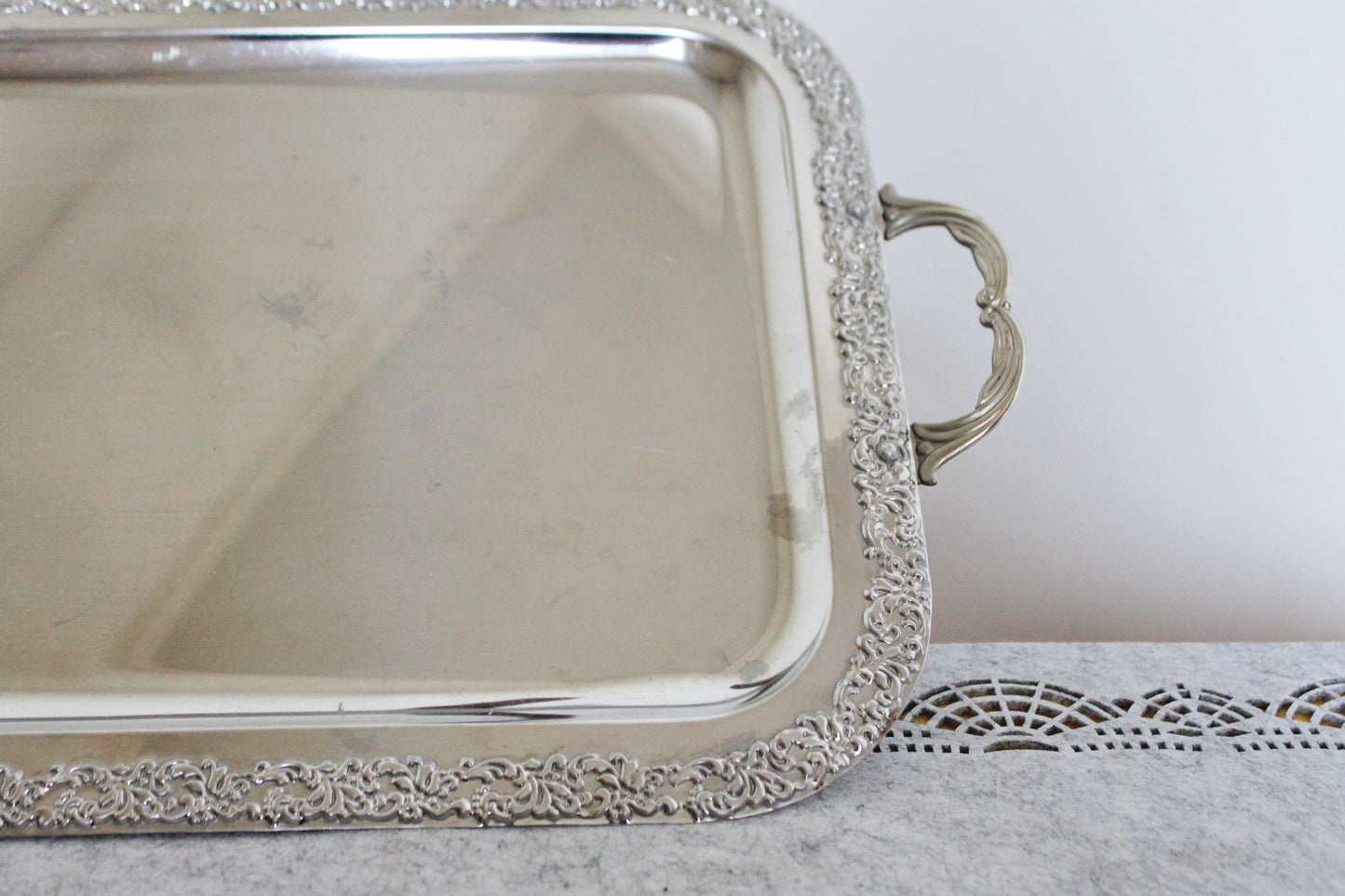 Vintage stainless still TRAY - 19.3 inches - big decoration tray - Germany vintage decor tray - 1980s