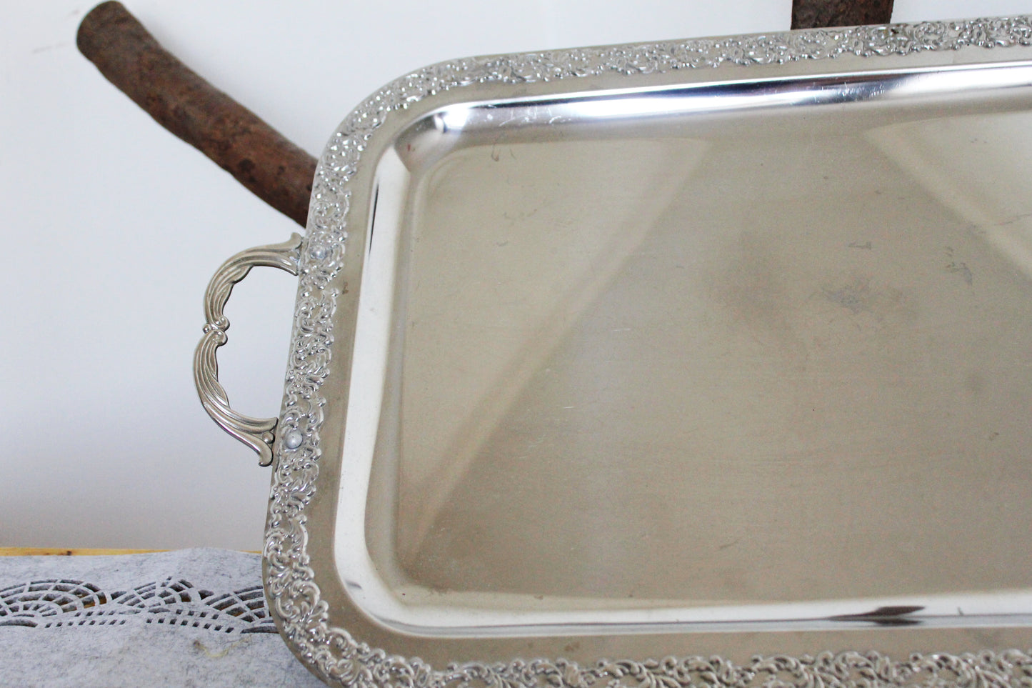 Vintage stainless still TRAY - 19.3 inches - big decoration tray - Germany vintage decor tray - 1980s