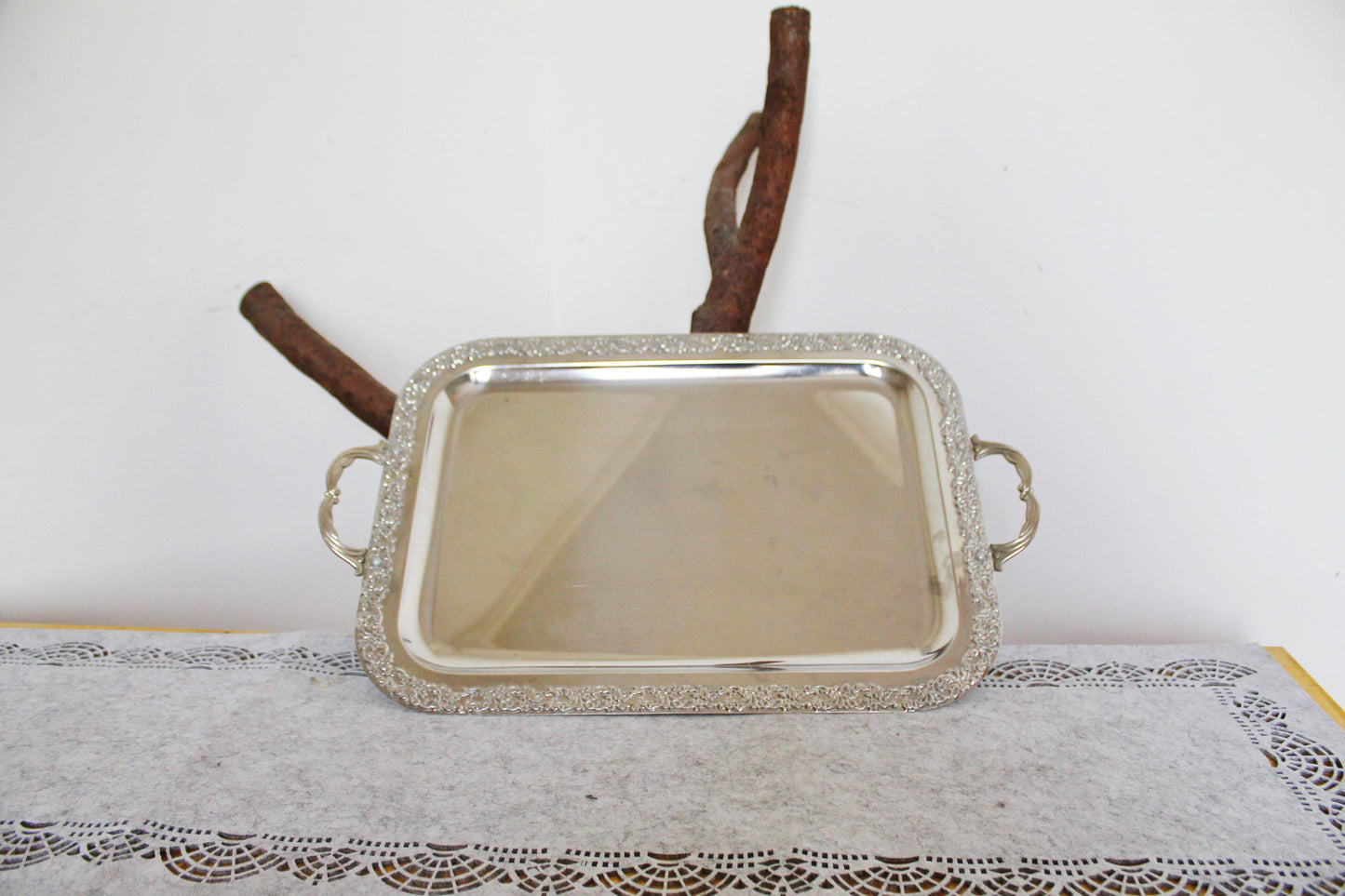 Vintage stainless still TRAY - 19.3 inches - big decoration tray - Germany vintage decor tray - 1980s