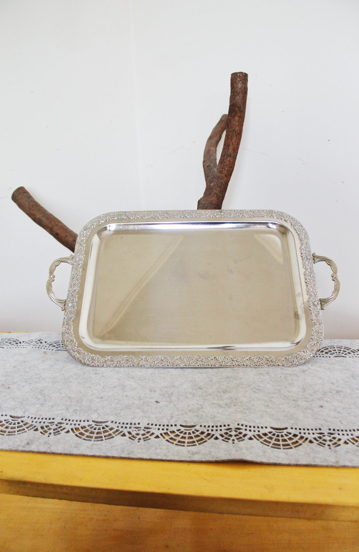 Vintage stainless still TRAY - 19.3 inches - big decoration tray - Germany vintage decor tray - 1980s