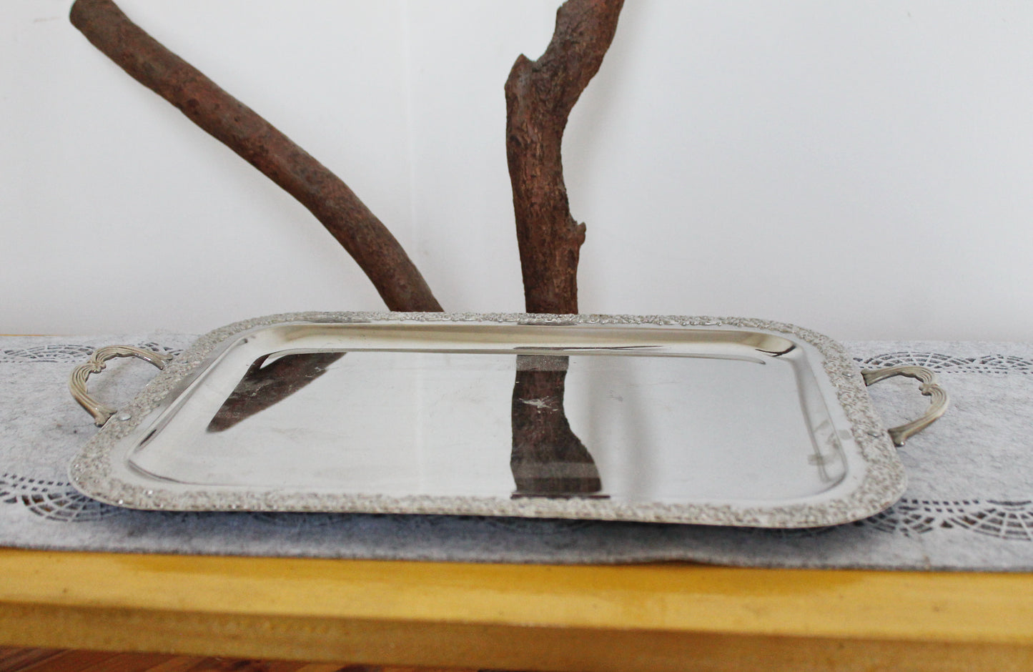 Vintage stainless still TRAY - 19.3 inches - big decoration tray - Germany vintage decor tray - 1980s