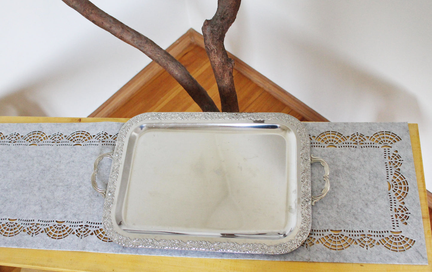 Vintage stainless still TRAY - 19.3 inches - big decoration tray - Germany vintage decor tray - 1980s