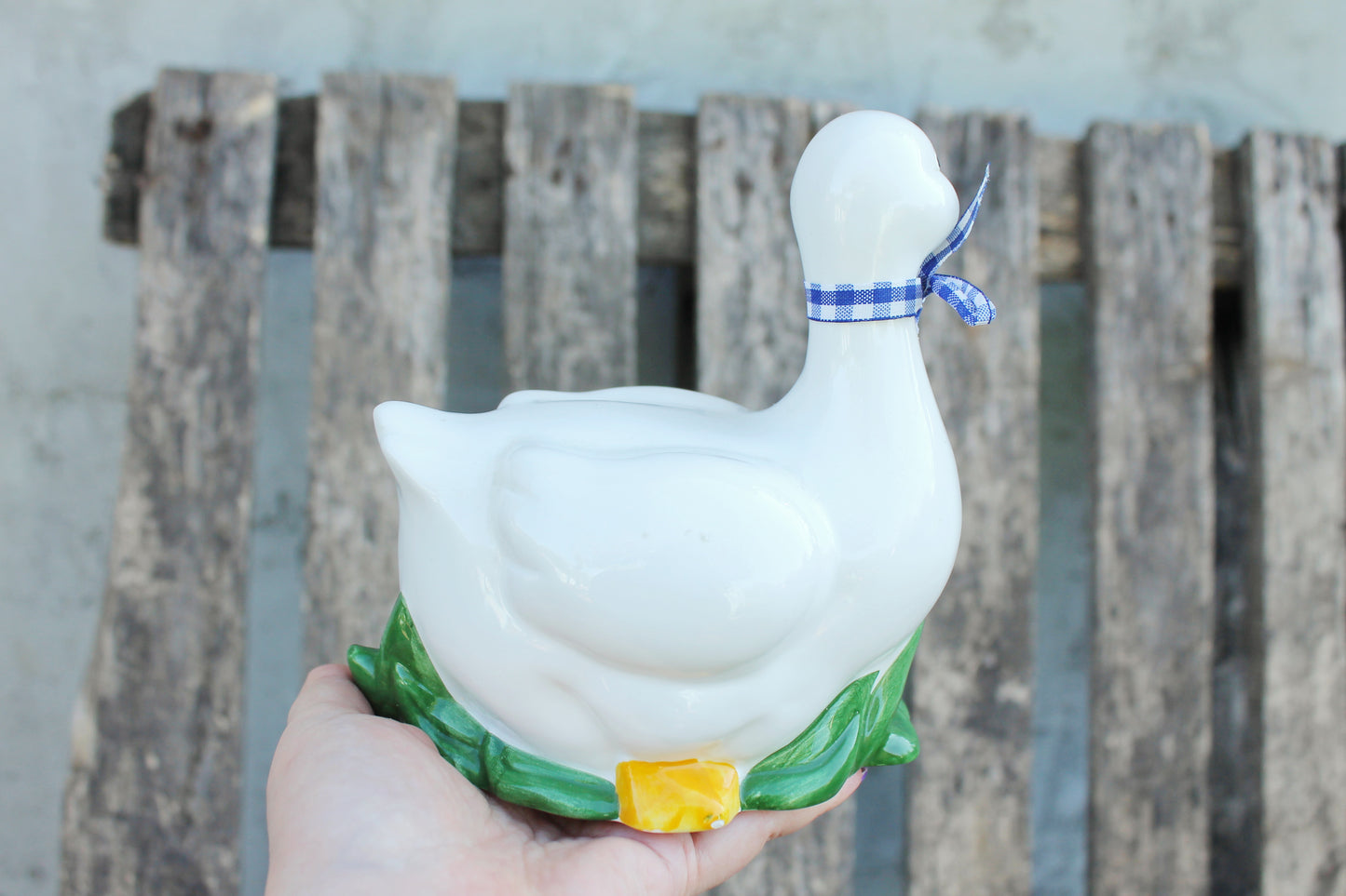 Vintage Porcelain Goose Mom and goose kid - Germany porcelain figurine - vintage decor - Germany vintage - 1980s