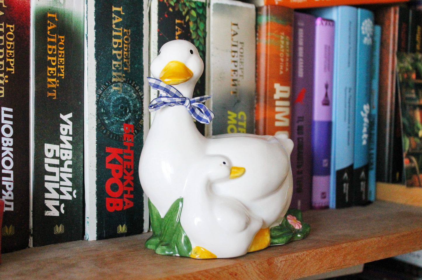 Vintage Porcelain Goose Mom and goose kid - Germany porcelain figurine - vintage decor - Germany vintage - 1980s