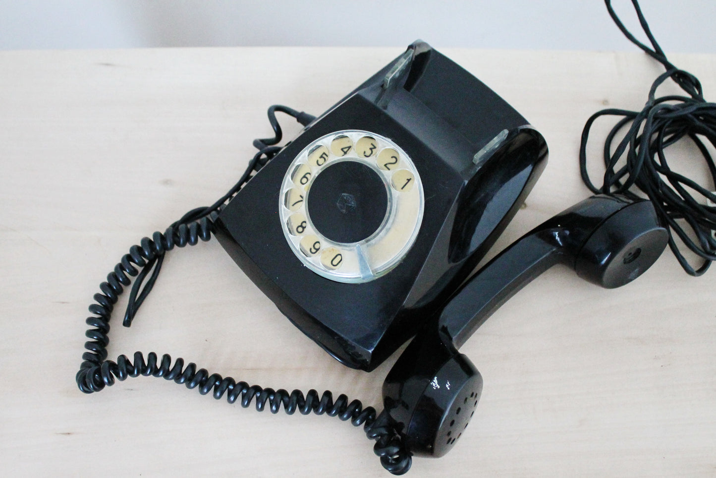 Vintage rotary black telephone from USSR - circle dial rotary phone - vintage phone - Old Dial Desk Phone