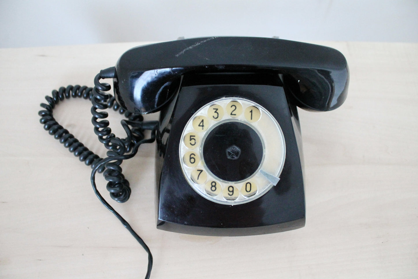 Vintage rotary black telephone from USSR - circle dial rotary phone - vintage phone - Old Dial Desk Phone
