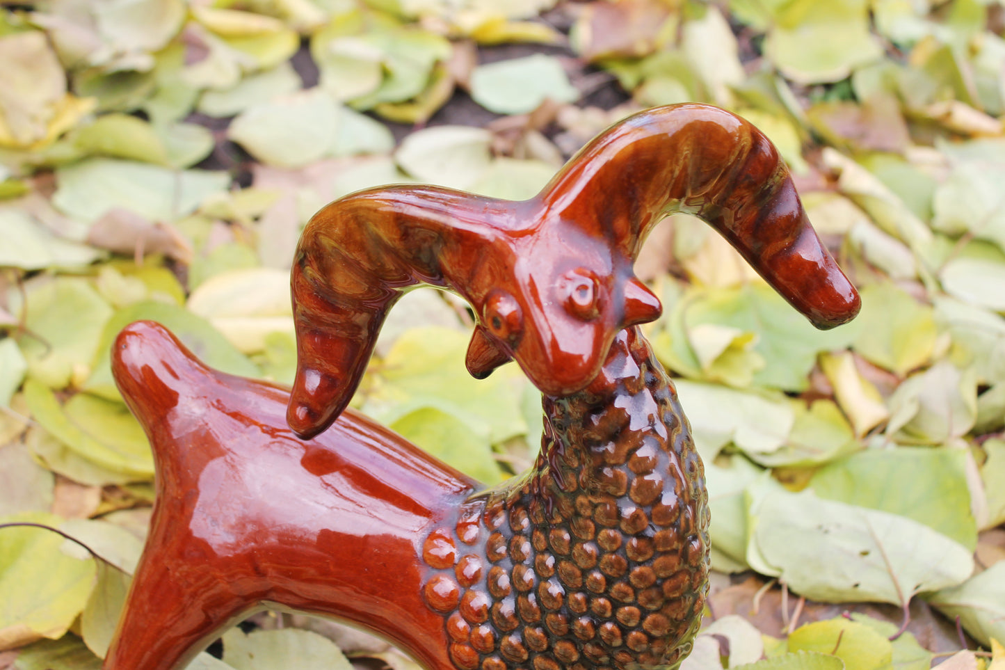 Vintage Majolica Goat Porcelain Figurine USSR - 10.7 inches - Pottery Ceramics Vasilkovsky Majolica factory USSR - 1970s