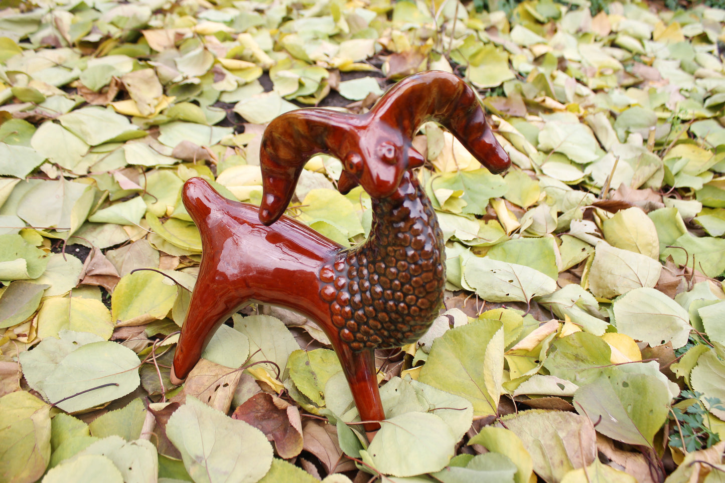 Vintage Majolica Goat Porcelain Figurine USSR - 10.7 inches - Pottery Ceramics Vasilkovsky Majolica factory USSR - 1970s