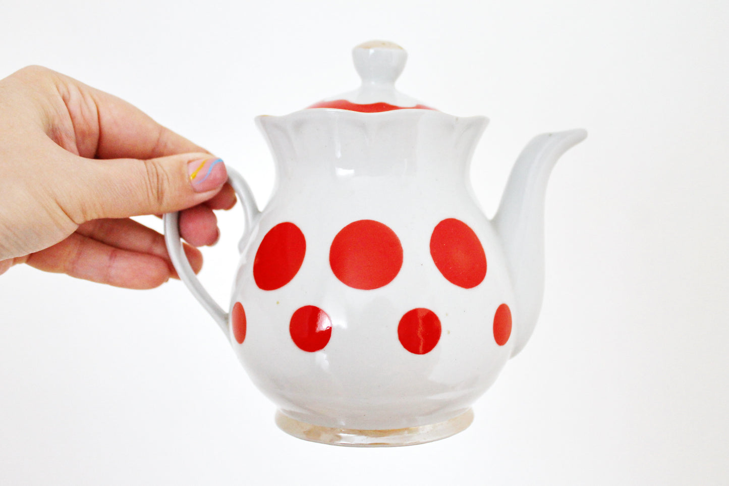 Lovely Rare Soviet vintage tea set, Soviet Porcelain service, Vintage Porcelain set - Kremges porcelain factory - Polka dot service - 1970s
