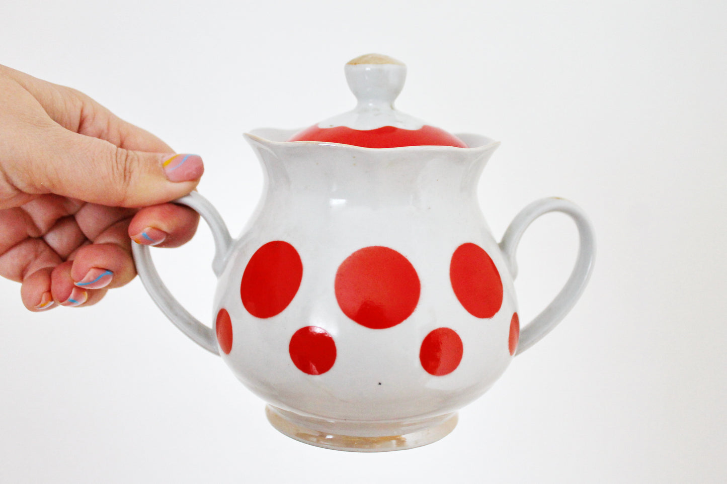 Lovely Rare Soviet vintage tea set, Soviet Porcelain service, Vintage Porcelain set - Kremges porcelain factory - Polka dot service - 1970s