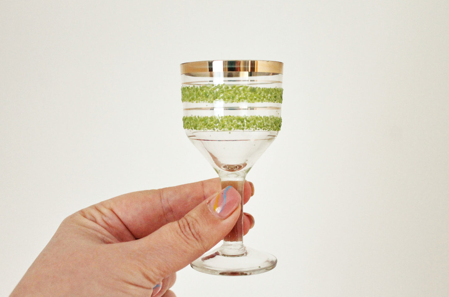 Set of 5 Vintage USSR small Glasses on a leg, glasswares, housewares, antique, home decor, 1970-s. Soviet Union. Holiday decor