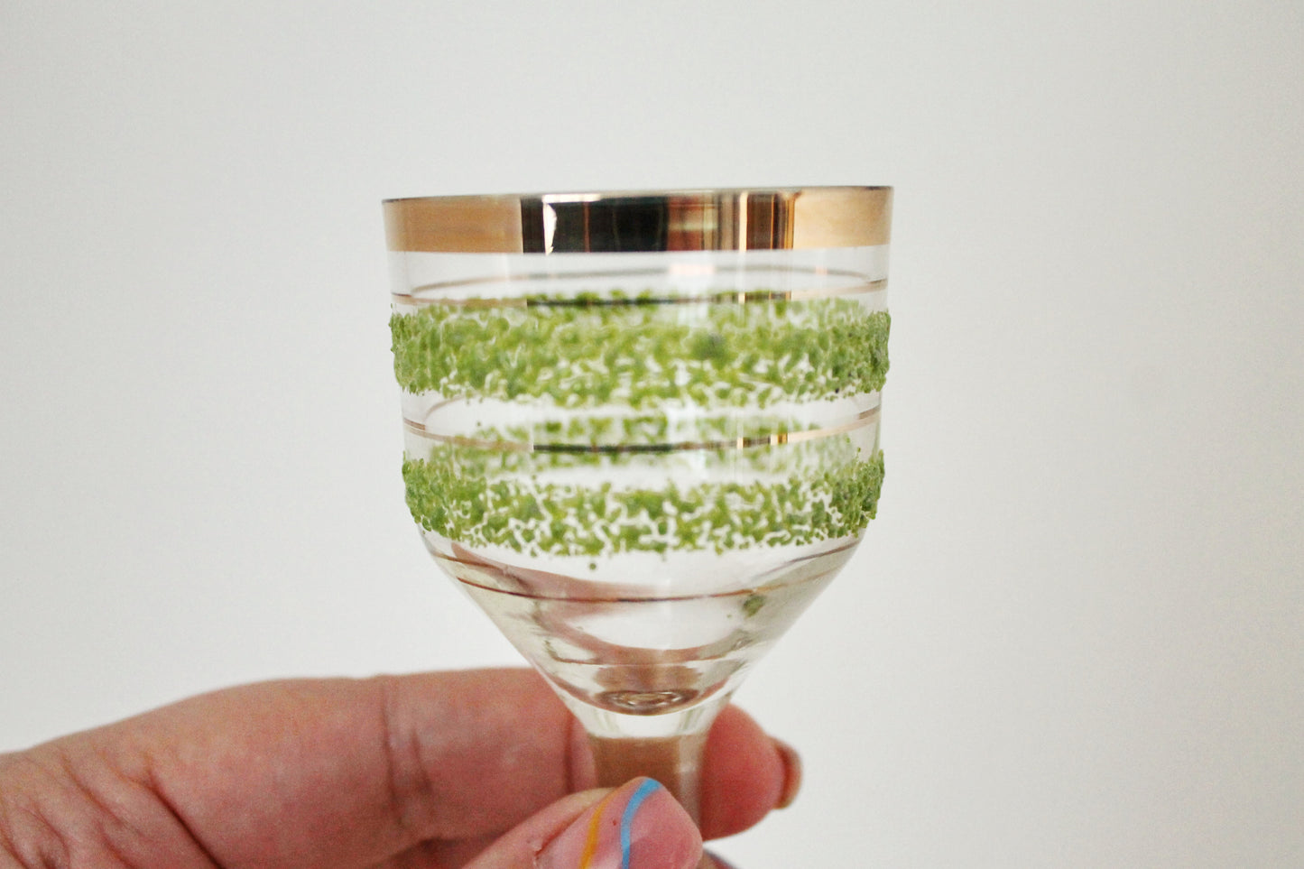 Set of 5 Vintage USSR small Glasses on a leg, glasswares, housewares, antique, home decor, 1970-s. Soviet Union. Holiday decor