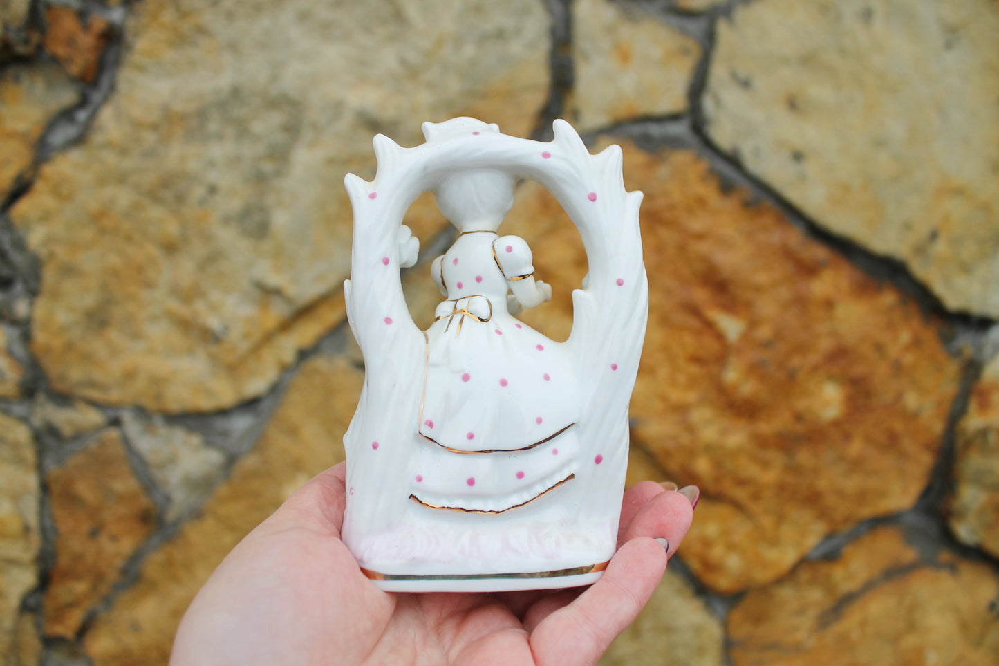 Vintage Porcelain - A girl with a purse - 5.1 inches- Germany porcelain figurine - vintage decor - Germany vintage - 1980-1990s