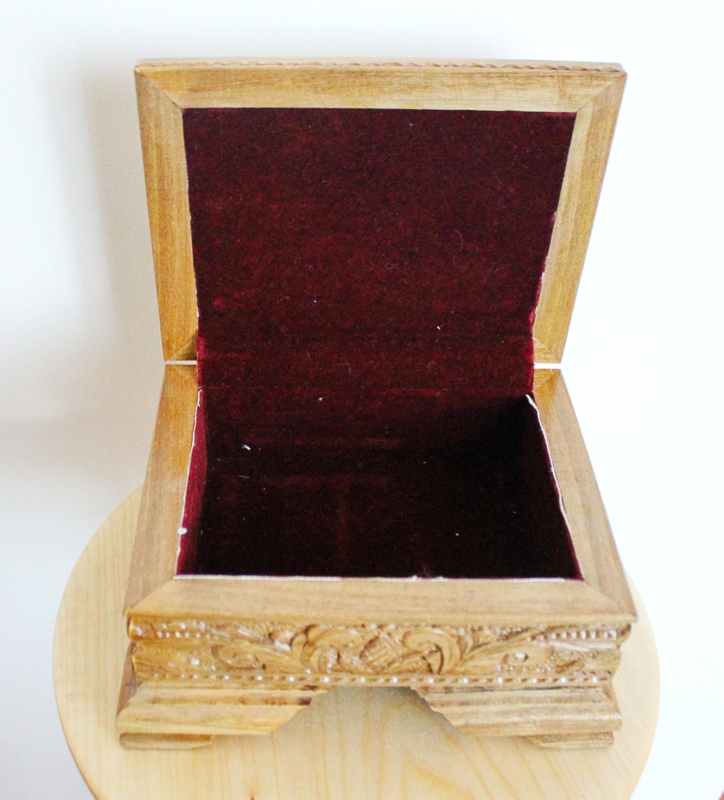 Vintage carved lacquer wooden box - made in Ukraine USSR vintage jewelry box - 1970s