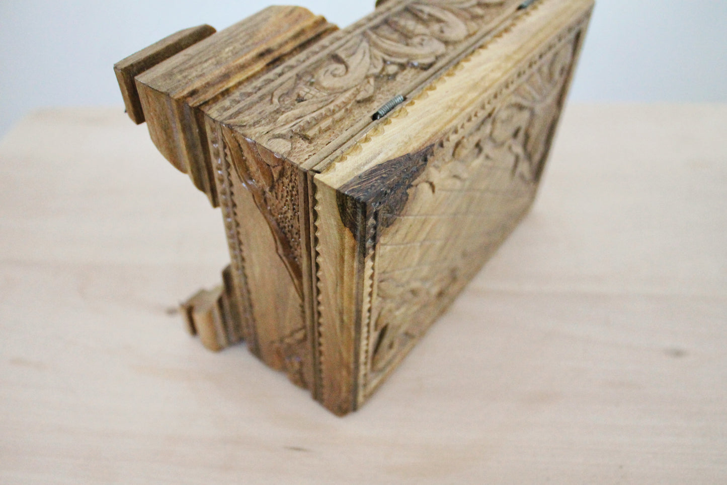 Vintage carved lacquer wooden box - made in Ukraine USSR vintage jewelry box - 1970s