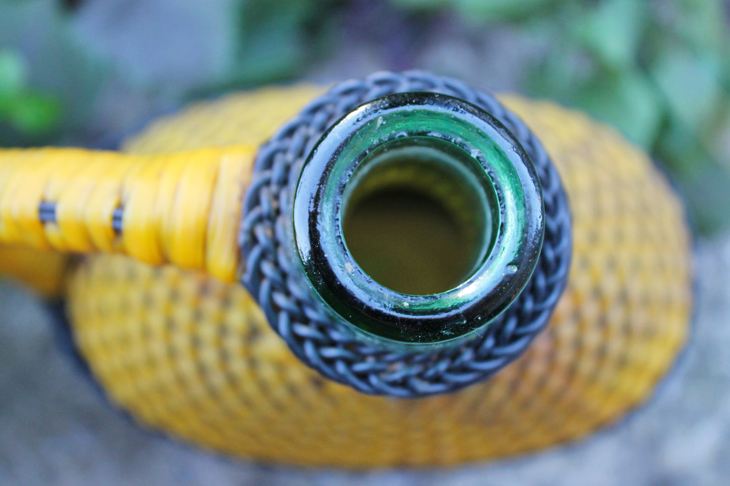 Wicker bottle - 14 inches - Vintage Rustic Soviet Wicker Demijohn Wine Bottle - Brandy glass bottle - made in USSR