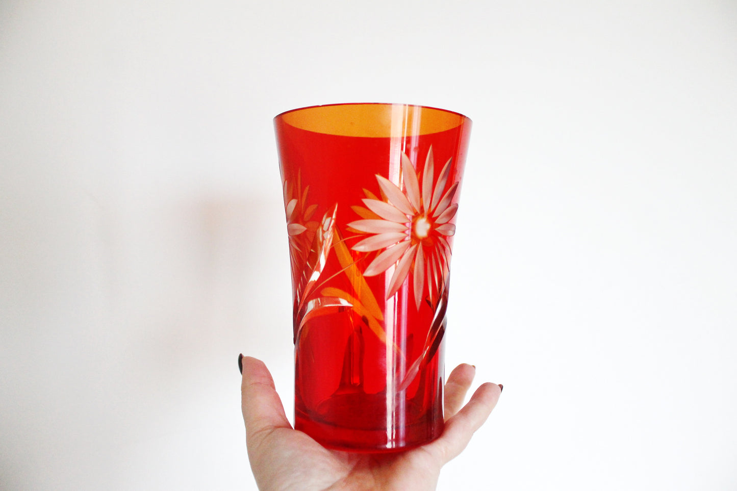 Soviet vintage red glass vase - USSR beautiful vintage vase - soviet vase - home decor vase - 1980s