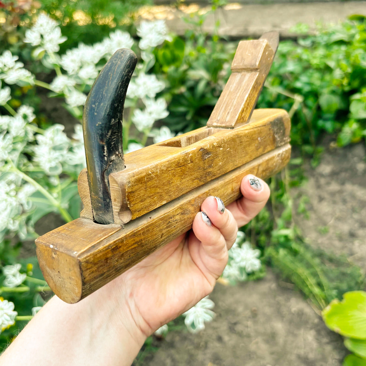Vintage Soviet Wooden Molding Plane, USSR Carpenter Tool, 1950s–1980s, Handcrafted Profile Plane with Steel Blade