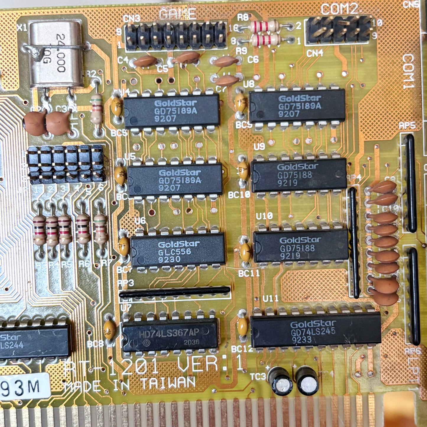1992 GoldStar Prime 2 RT-1201 16-Bit ISA Multi I/O Controller Card for Vintage 286 386 486 PC, IDE FDD COM LPT. NOT TESTED